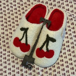 Cherry Embroidered Slippers women’s size small